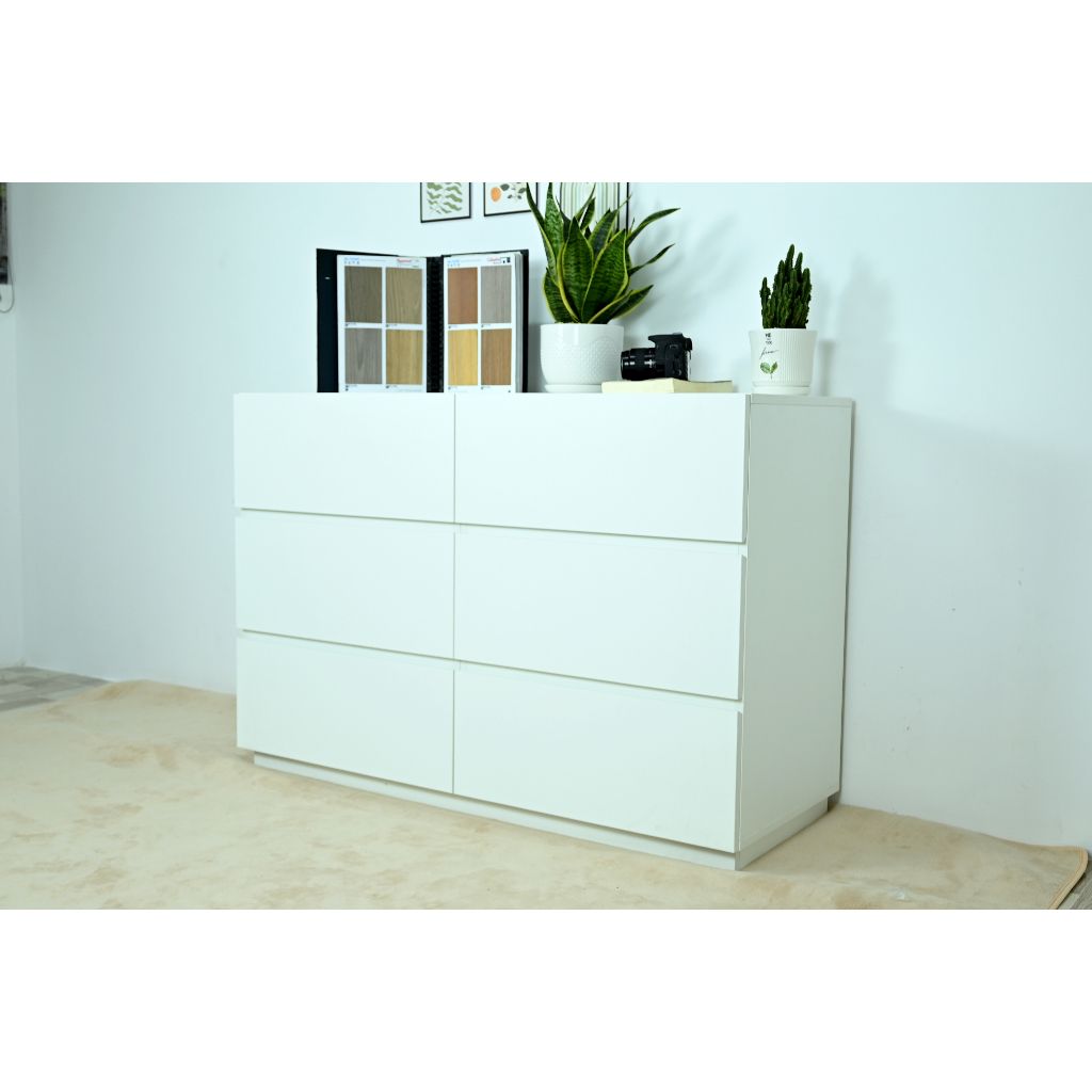 HAPPY FURNITURE , Tủ đựng đồ 6 ngăn kéo - MACRO , THK_038 , 120cm x 47cm x 82cm