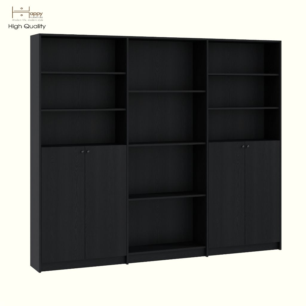 HAPPY FURNITURE , Kệ sách 4 cửa mở - CATY, KSA_080 , 240cm x 30cm x 202cm DxRxC