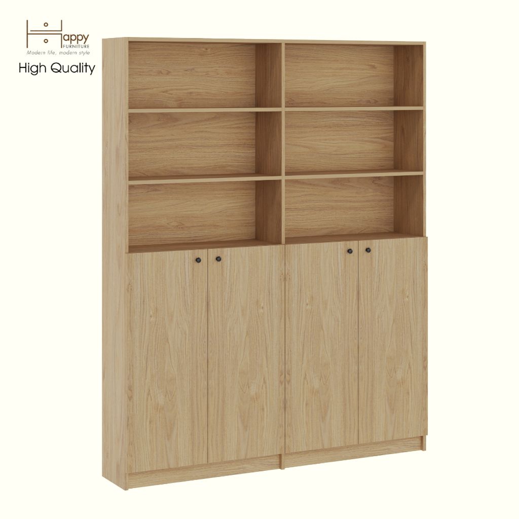 HAPPY FURNITURE , Kệ sách 6 tầng 4 cửa mở - CATY, KSA_077 , 160cm x 28cm x 202cm DxRxC