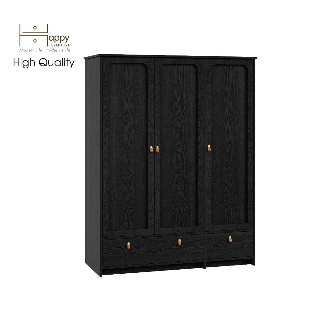 HAPPY FURNITURE , Tủ quần áo 3 cửa mở 2 ngăn kéo - NOMIA , TCM_038 , 140cm x 58cm x 180cm
