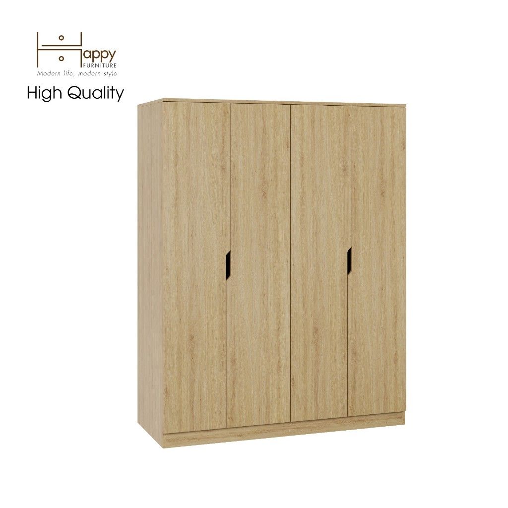 HAPPY FURNITURE , Tủ quần áo 4 cửa mở 4 ngăn kéo - DASH , TCM_023 , 140cm x 58cm x 180cm