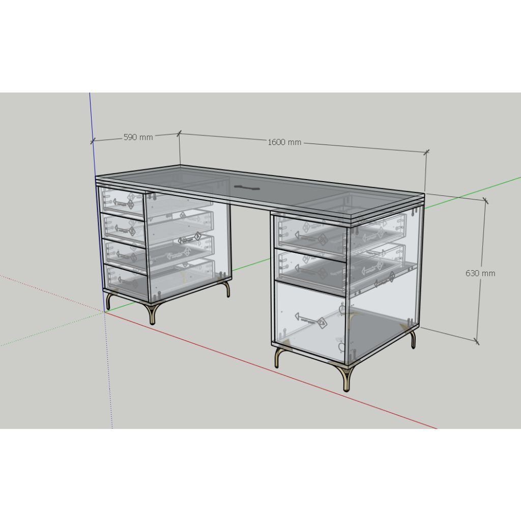 HAPPY FURNITURE ,Bàn làm việc 1 cửa mở 6 ngăn kéo - HAPPI, BAN_138 BAN_139 , 59cm x 75cm RxC