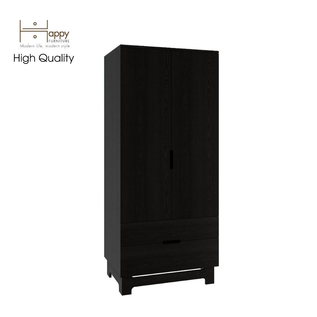 HAPPY FURNITURE , Tủ quần áo 2 cánh mở 2 ngăn kéo - MOLLY , TCM_106 , 76cm x 54cm x 176cm