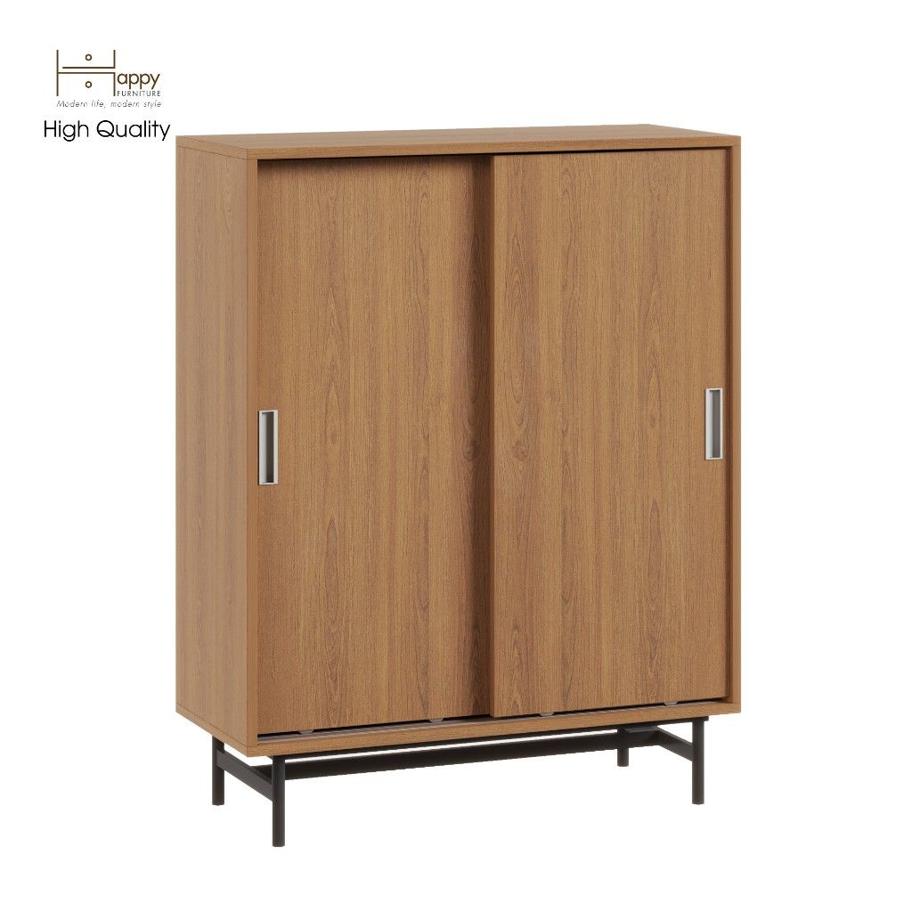 HAPPY FURNITURE , Tủ lưu trữ 2 cánh lùa chân sắt - LUCA , TCL_017 , 86cm x 36cm x 110cm