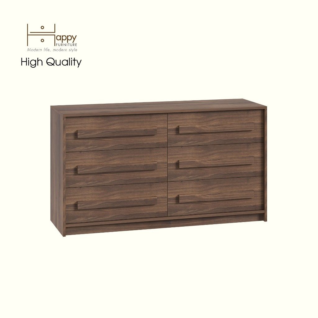 HAPPY FURNITURE , Tủ lưu trữ 6 ngăn kéo - RUBEL, THK_257 , 140cm x 45cm x 78cm DxRxC