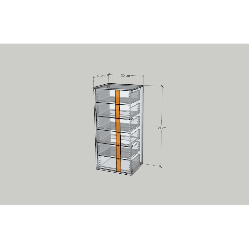 HAPPY FURNITURE , Tủ lưu trữ 6 ngăn kéo - SPACE, THK_285 , 56cm x 45cm x 121cm DxRxC