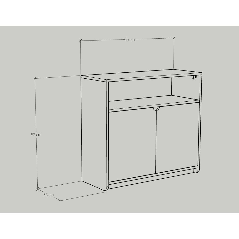 HAPPY FURNITURE , Tủ lưu trữ 2 cửa mở - CIRCLE , TCM_074 , 90cm x 35cm x 82cm