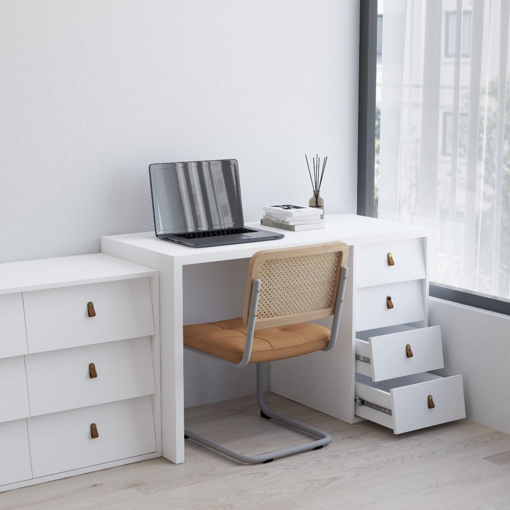 HAPPY FURNITURE , Bàn làm việc 4 ngăn kéo - CALYN , BAN_153 , 120cm x 55cm x 75cm DxRxC