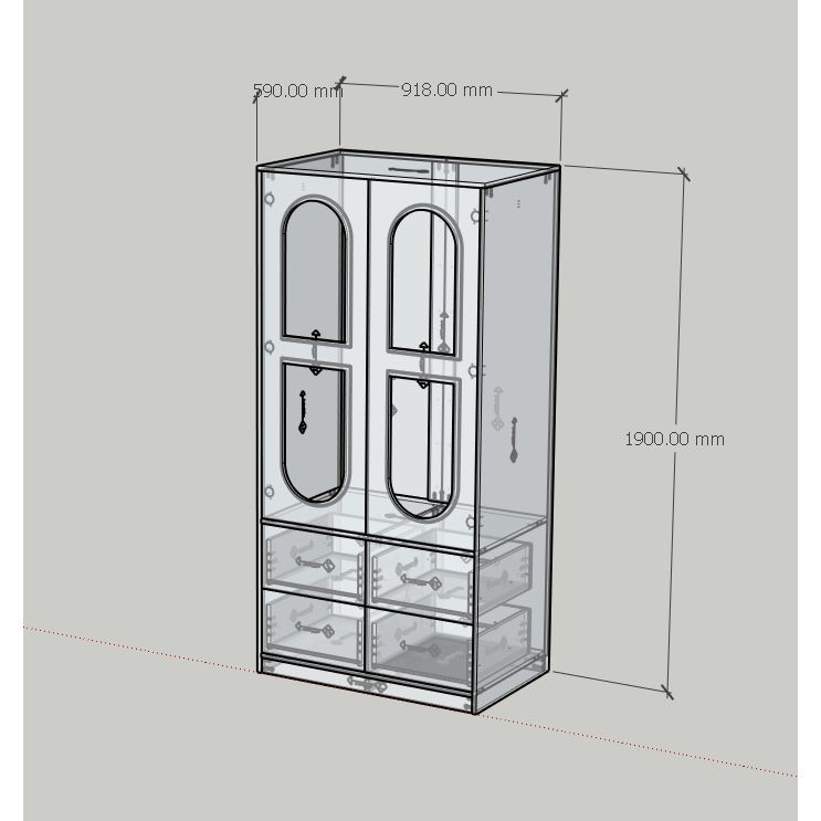 HAPPY FURNITURE , Tủ quần áo 2 cửa mở 4 ngăn kéo - MAY , TCM_249 , 92cm x 59cm x 190cm DxRxC