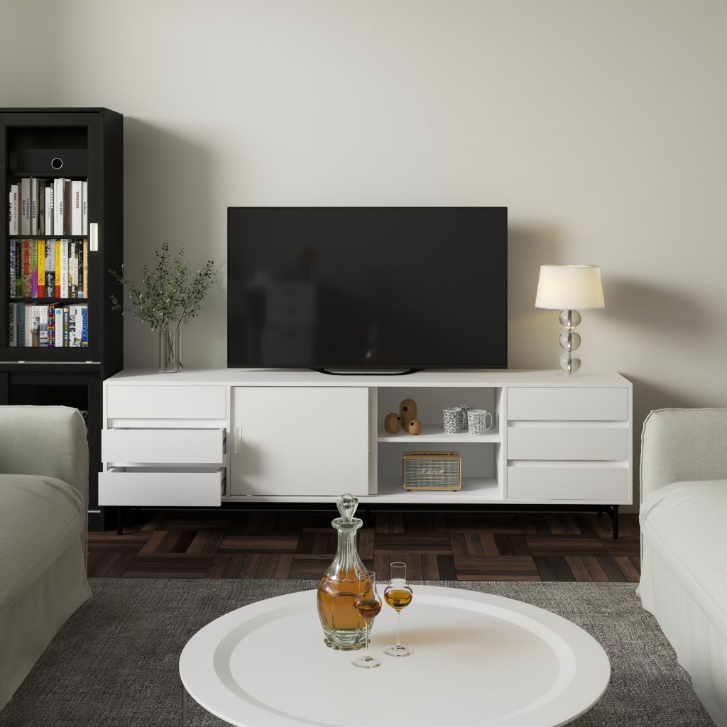HAPPY FURNITURE , Kệ TV 2 cửa lùa - LUCA , KTV_015 , 220cm x 42cm x 65cm
