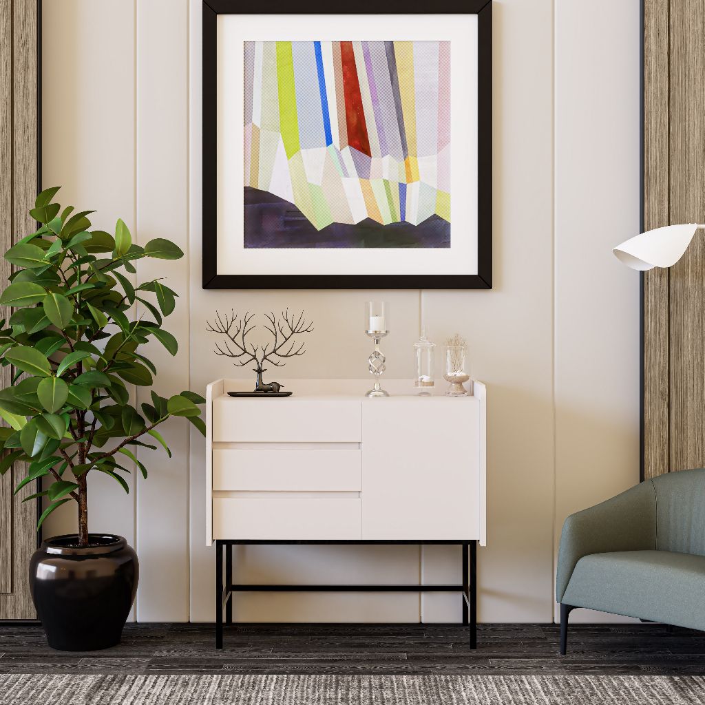 HAPPY FURNITURE , Tủ lưu trữ 3 ngăn kéo 1 cửa mở chân sắt - LAVIA , THK_157 , 90cm x 40cm x 86cm