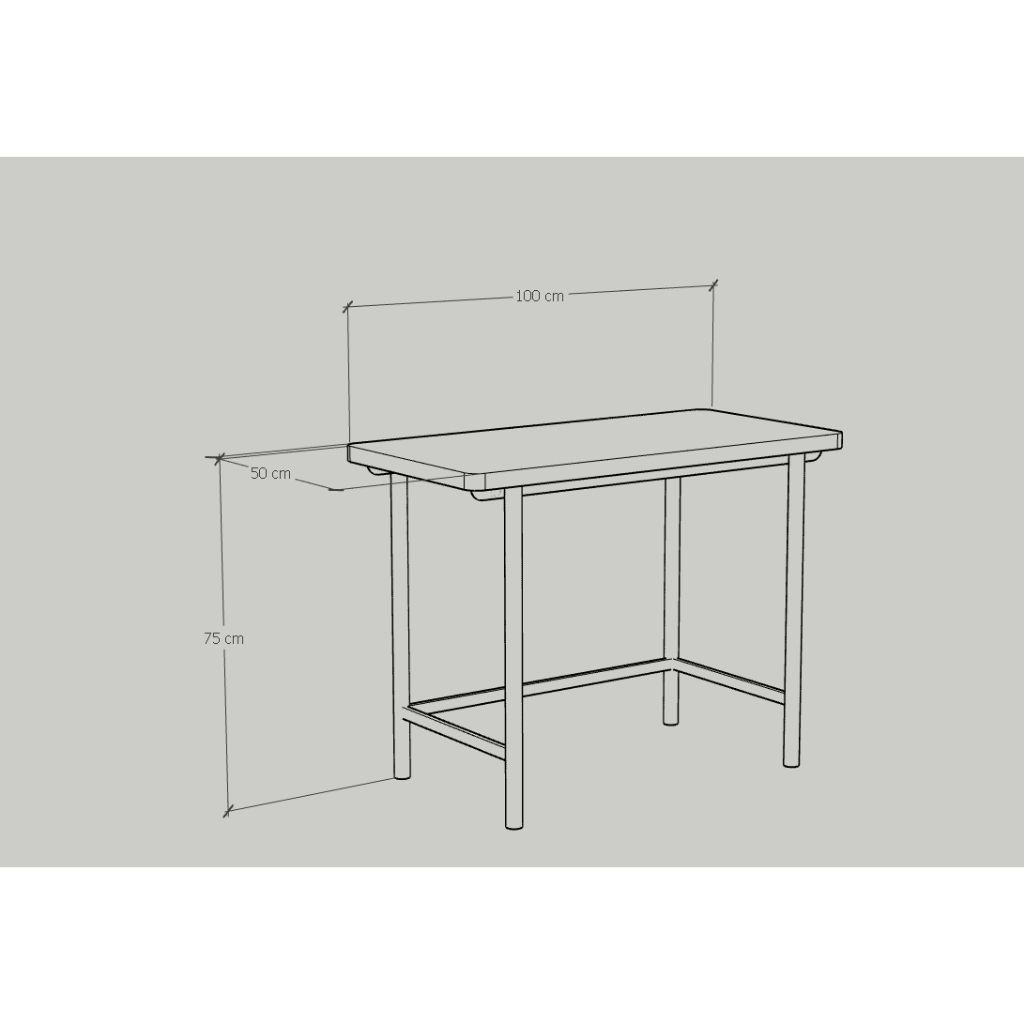 HAPPY FURNITURE , Bàn làm việc đơn chân sắt - SWEETY , BAN_045 , 100cm x 50cm x 75cm