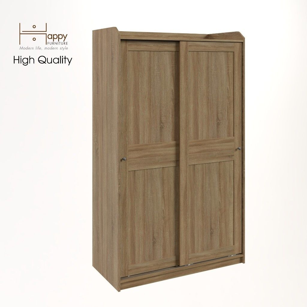 HAPPY FURNITURE , Tủ quần áo - 2 cánh cửa lùa - RUNI , TCL_002 , 118cm x 55cm x 199cm