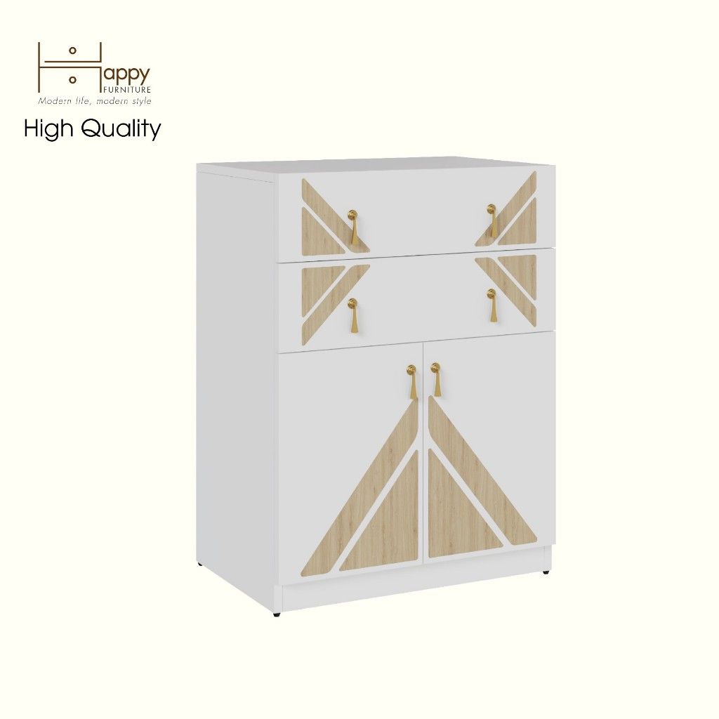 HAPPY FURNITURE , Tủ lưu trữ 2 cửa mở 2 ngăn kéo - CHARIS , TCM_119 , 60cm x 40cm x 80cm