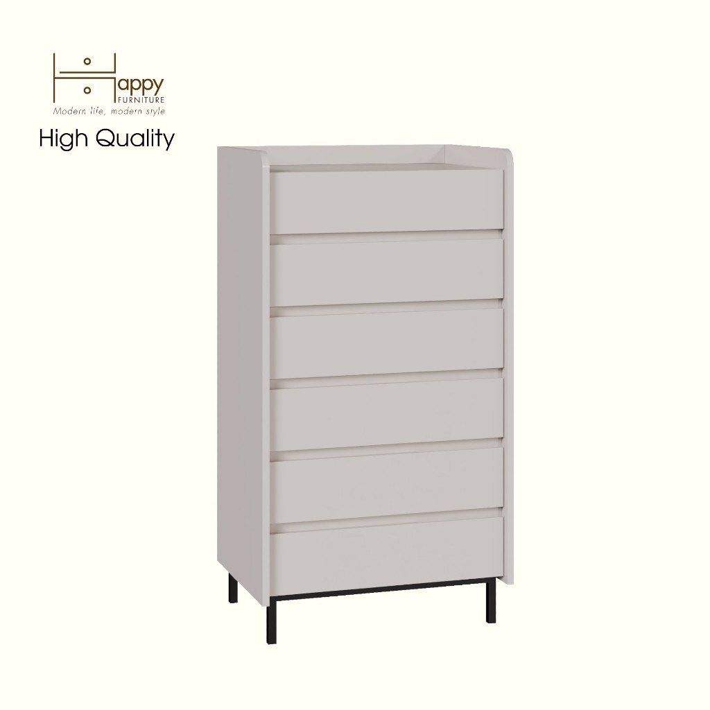 HAPPY FURNITURE , Tủ lưu trữ 6 ngăn kéo chân sắt - LAVIA , THK_155 , 63cm x 45cm x 116cm