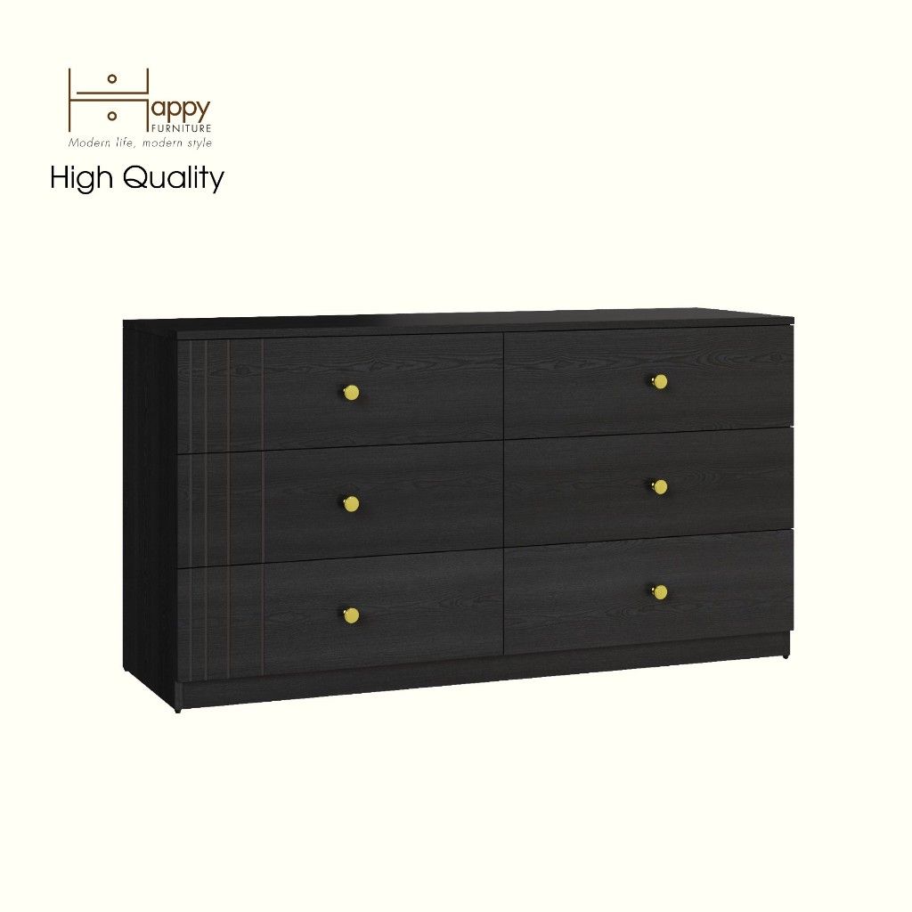 HAPPY FURNITURE , Tủ lưu trữ 6 ngăn kéo - JOVIE , THK_152 , 140cm x 45cm x 75cm