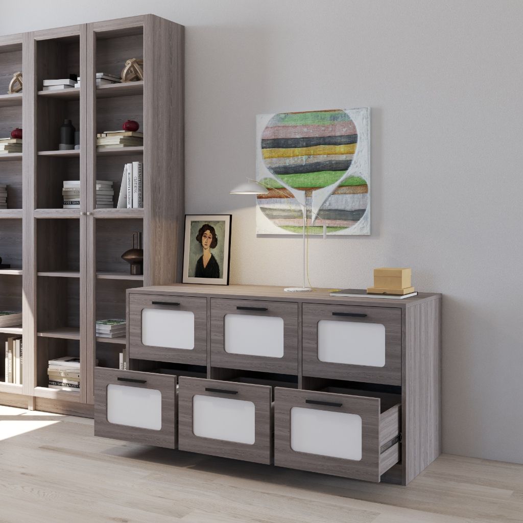 HAPPY FURNITURE , Tủ lưu trữ 4 ngăn kéo - TASY ,THK_318 , 134cm x 50cm x 70cm DxRxC