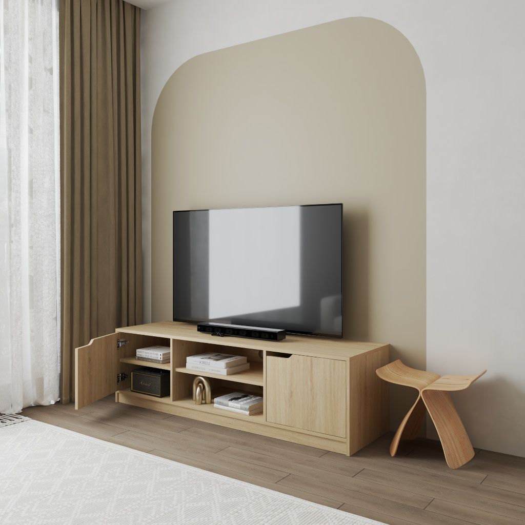 HAPPY FURNITURE , Kệ TV 2 cửa mở - ASO, KTV_091 , 160cm x 45cm x 45cm DxRxC