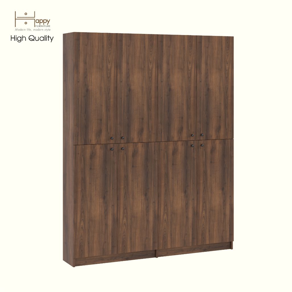 HAPPY FURNITURE , Kệ sách 6 tầng 8 cửa mở - CATY, KSA_079 , 160cm x 30cm x 202cm DxRxC