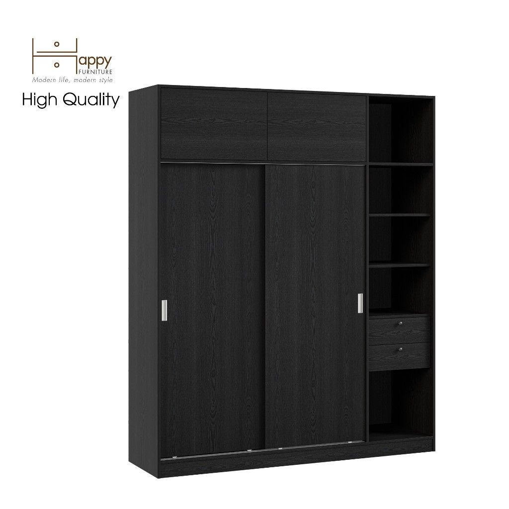 HAPPY FURNITURE , Tủ quần áo cửa lùa 1m8x2m2 - ELEGANT , TCL_006 , 180cm x 54cm x 220cm