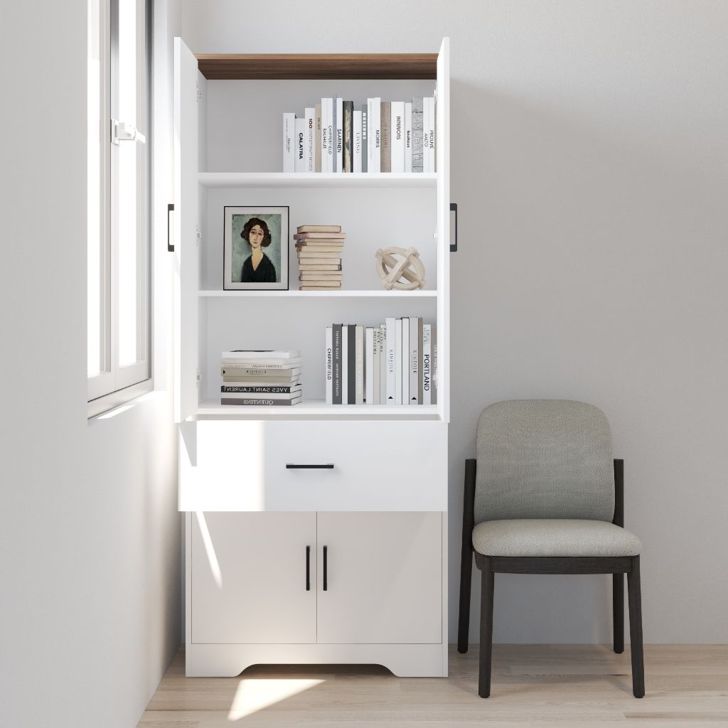 HAPPY FURNITURE , Tủ lưu trữ 4 cửa mở 1 ngăn kéo - SAFA , TCM_260 , 80cm x 40cm x 190cm DxRxC