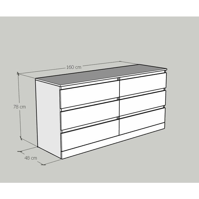 HAPPY FURNITURE , Tủ 6 ngăn kéo - DOOBIE , THK_004 , 160cm x 48cm x 78cm