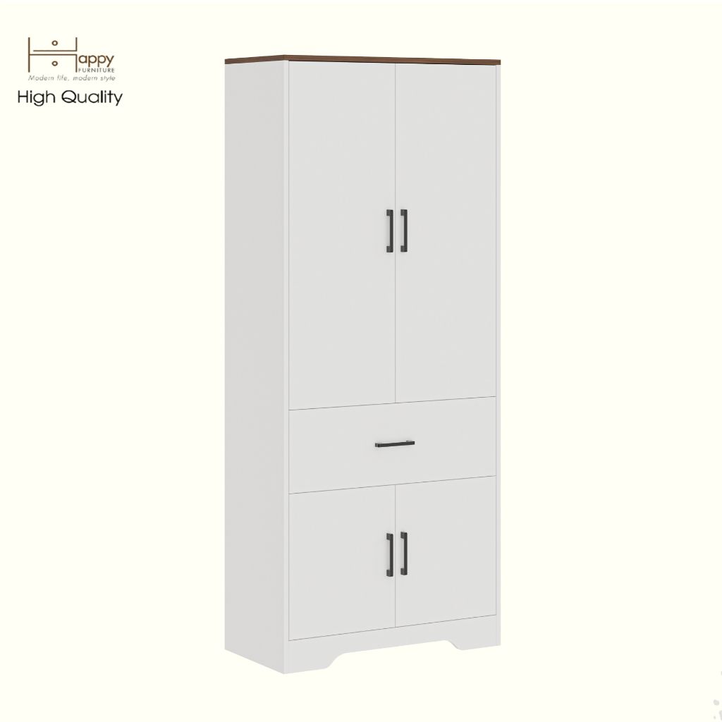 HAPPY FURNITURE , Tủ lưu trữ 4 cửa mở 1 ngăn kéo - SAFA , TCM_260 , 80cm x 40cm x 190cm DxRxC