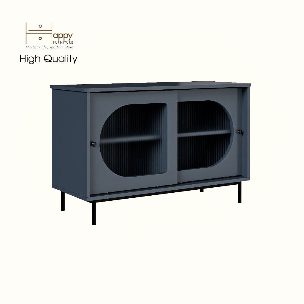 HAPPY FURNITURE , Tủ lưu trữ cửa kính 2 cửa lùa chân sắt - SISEEL , TCL_038 , 100cm x 40cm x 64cm
