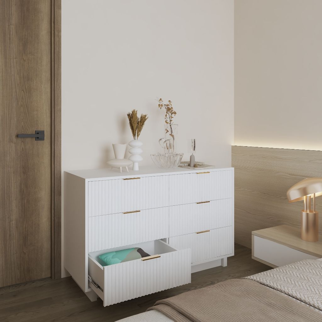 HAPPY FURNITURE , Tủ lưu trữ 6 ngăn kéo - NAMI, THK_241 , 120cm x 45cm x 76cm DxRxC