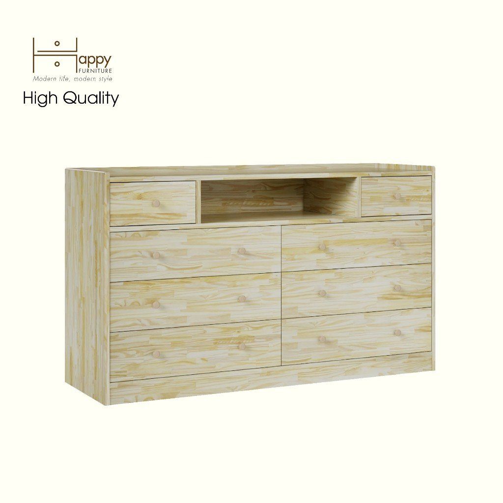 HAPPY FURNITURE , Gỗ tự nhiên , Tủ lưu trữ 8 ngăn kéo - GAMZE , THK_191 , 140cm x 45cm x 82cm
