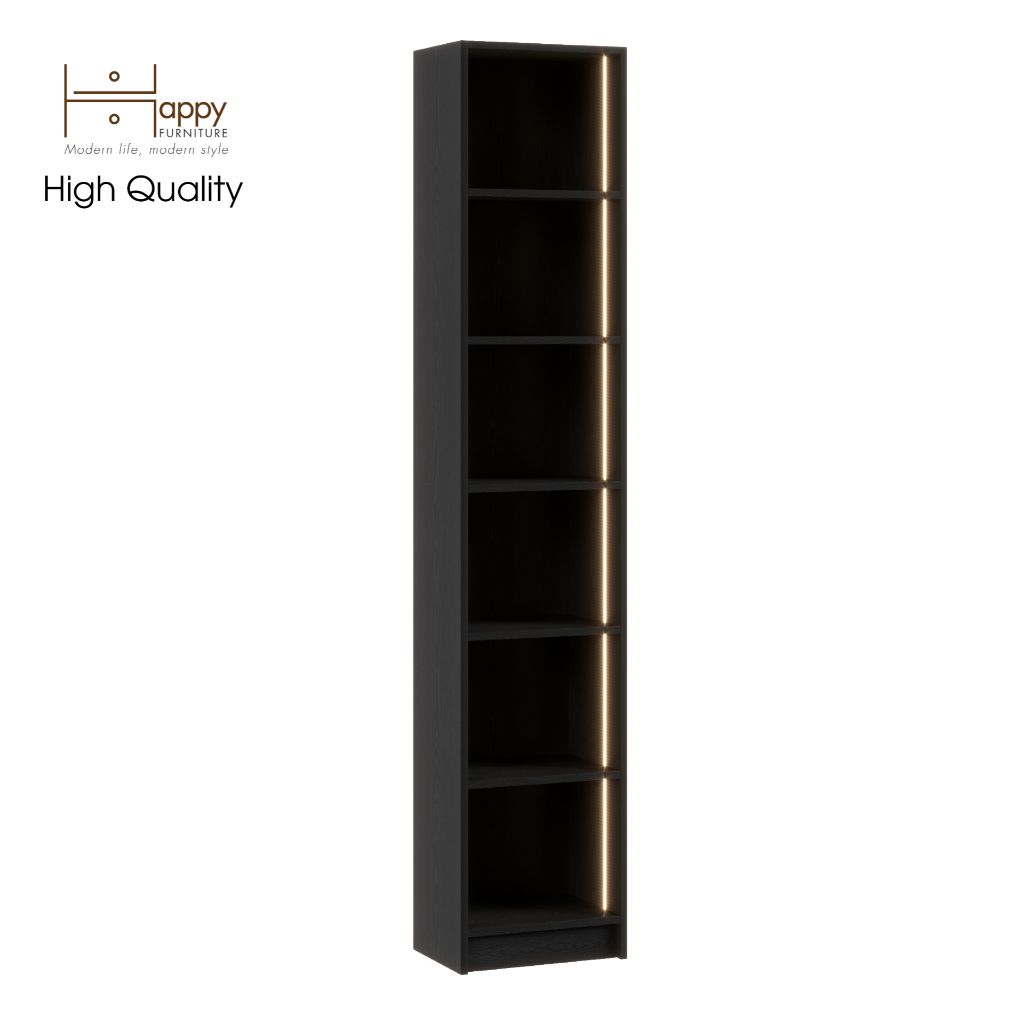 HAPPY FURNITURE , kệ sách 6 tầng size nhỏ tích hợp đèn LED - CATY , KSA_009_LED , 40cm x 28cm x 202cm