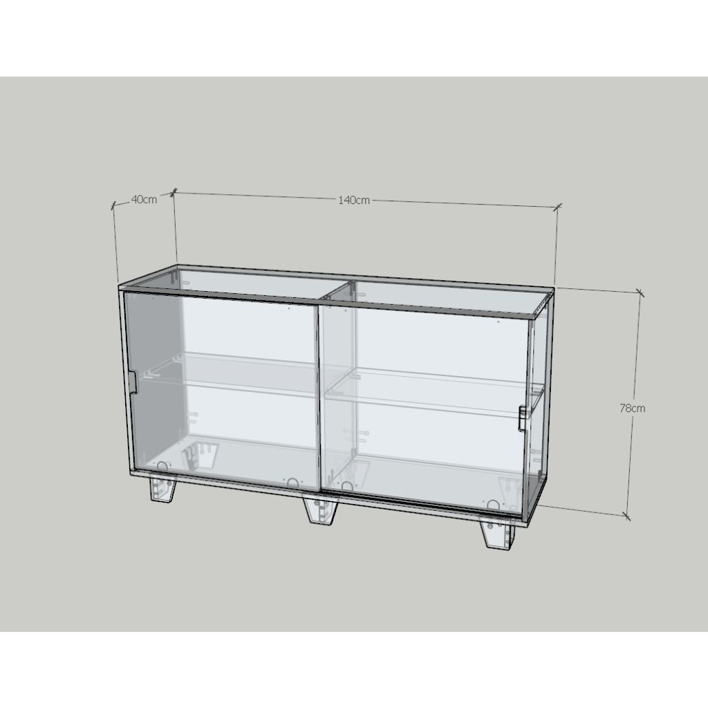 HAPPY FURNITURE , ALVA - Tủ lưu trữ 2 cửa lùa , TCL_039 , 140cm x 40cm x 78cm DxRxC