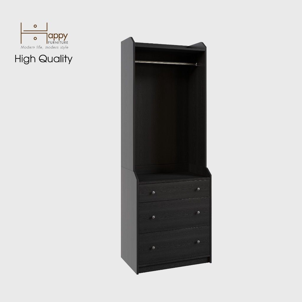 HAPPY FURNITURE , Tủ treo quần áo 3 ngăn kéo - CANA , THK_012 , 70cm x 46cm x 199cm