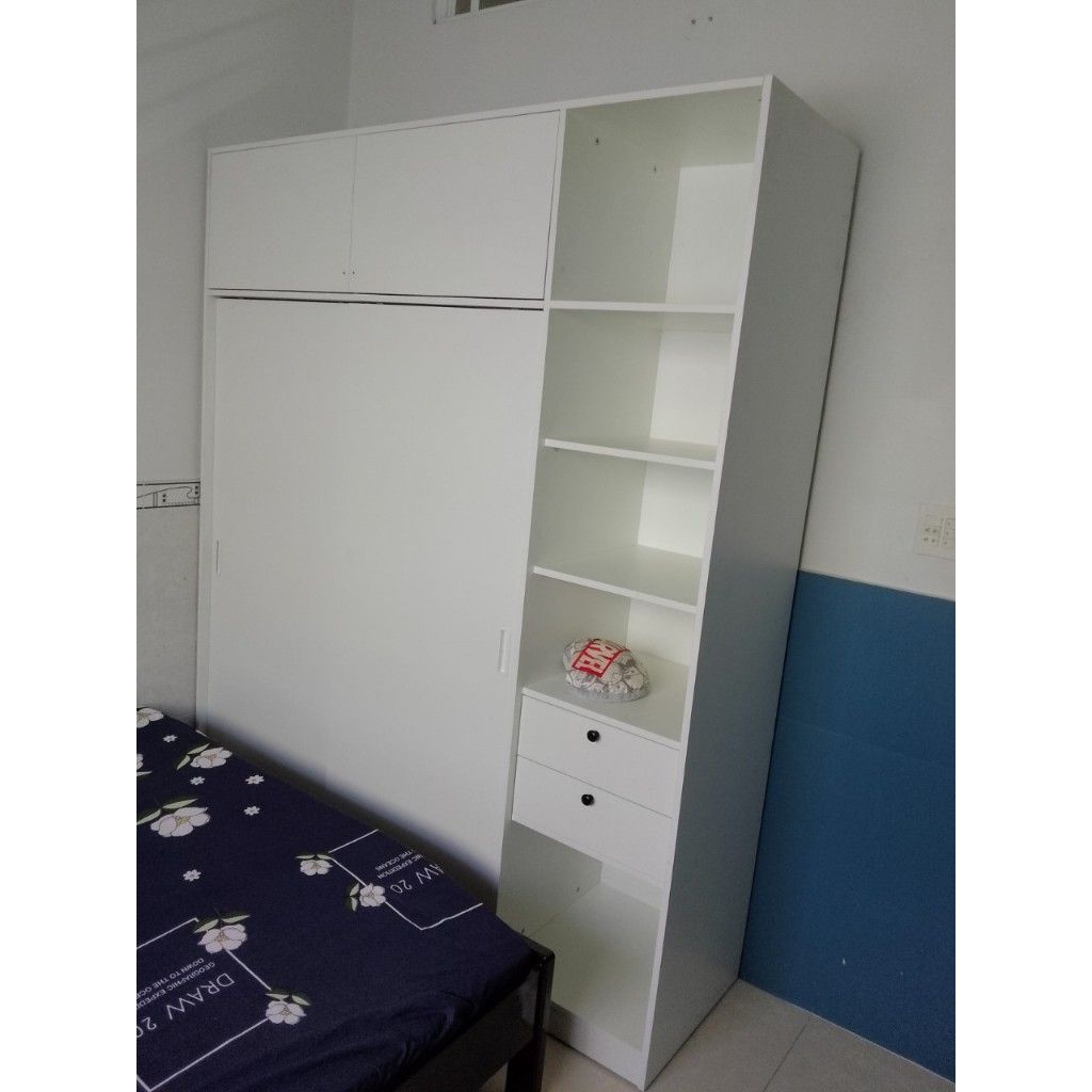 HAPPY FURNITURE , Tủ quần áo cửa lùa 1m8x2m2 - ELEGANT , TCL_006 , 180cm x 54cm x 220cm