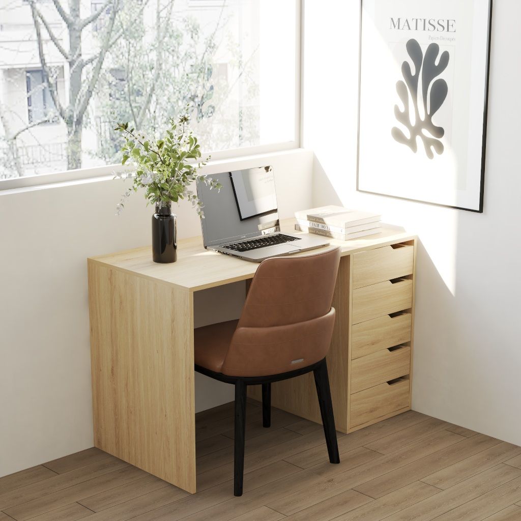 HAPPY FURNITURE , Bàn làm việc 5 ngăn kéo - ASO, BAN_148 , 120cm x 59cm x 75cm DxRxC