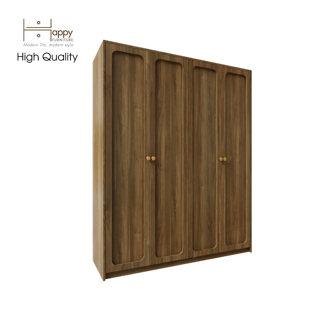 HAPPY FURNITURE , Tủ quần áo 4 cửa mở 1m6x2m - ELEGANT , TCM_084 , 160cm x 54cm x 200cm