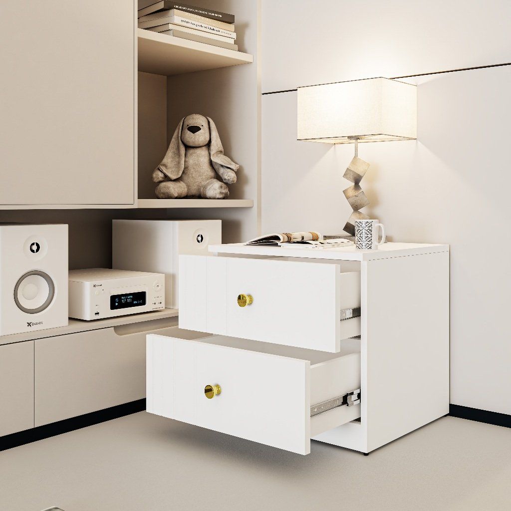 HAPPY FURNITURE, Táp đầu giường 2 ngăn kéo - JOVIE , THK_149 , 50cm x 40cm x 45cm