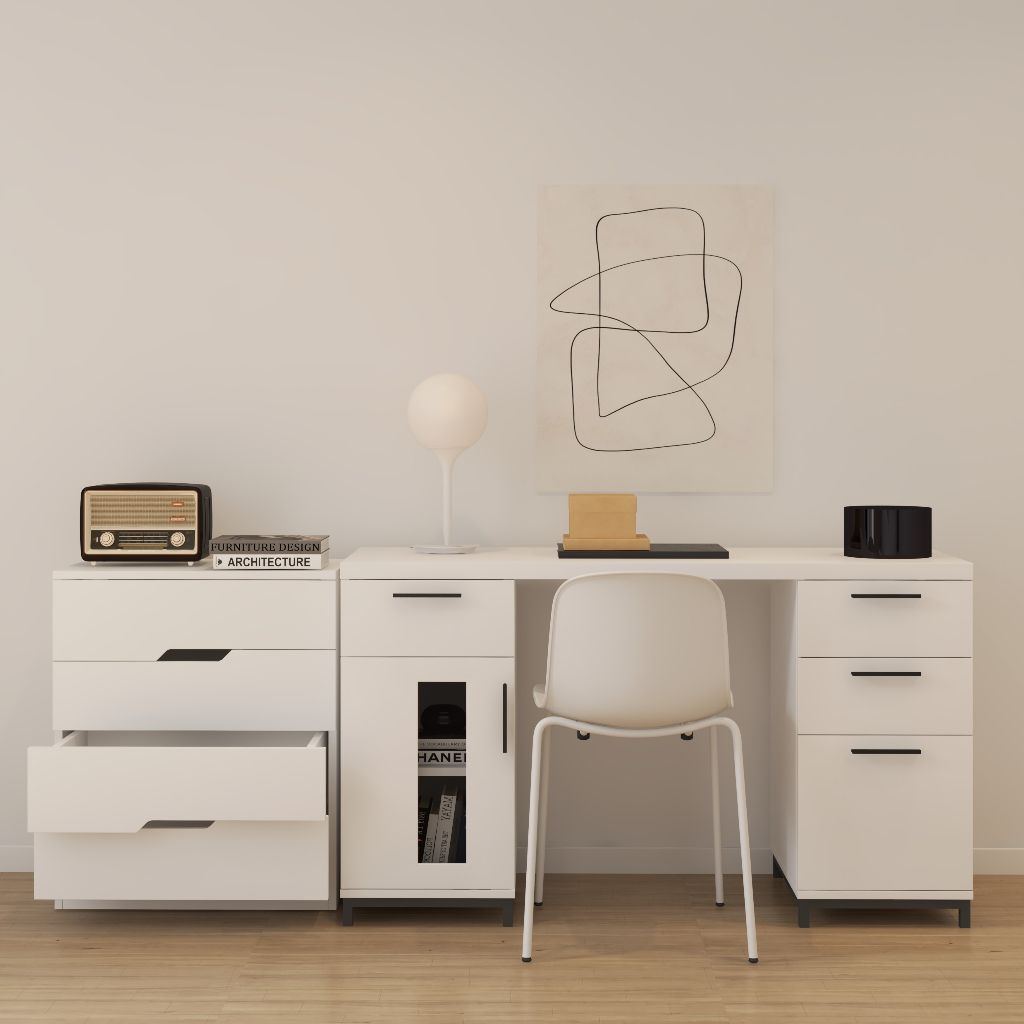 HAPPY FURNITURE , Bàn trang điểm chân sắt - LOUIS , BAN_036 , 130cm x 45cm x 75cm
