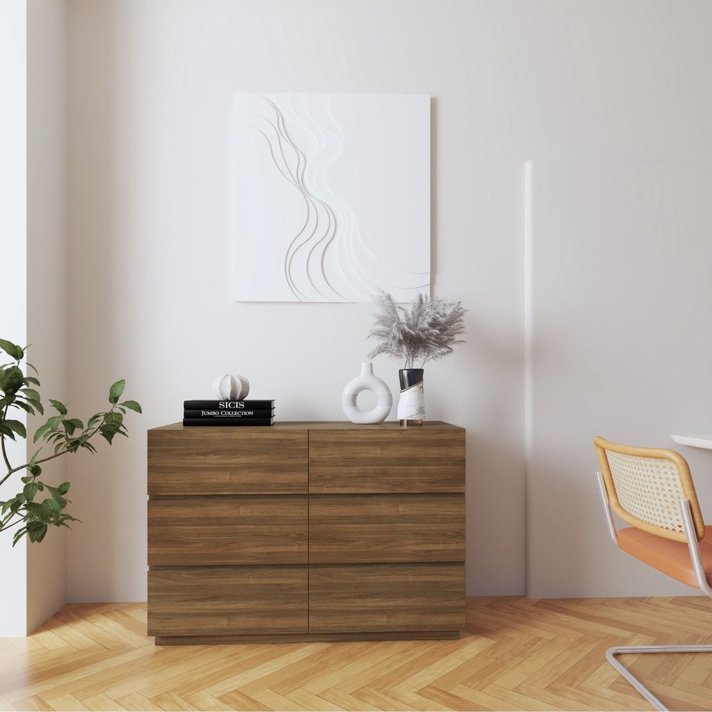 HAPPY FURNITURE , Tủ đựng đồ 6 ngăn kéo - MACRO , THK_038 , 120cm x 47cm x 82cm