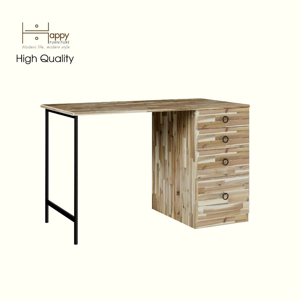 HAPPY FURNITURE , Gỗ tự nhiên , Bàn làm việc 4 ngăn kéo - YANNA , BAN_102 , 120cm x 59cm x 75cm