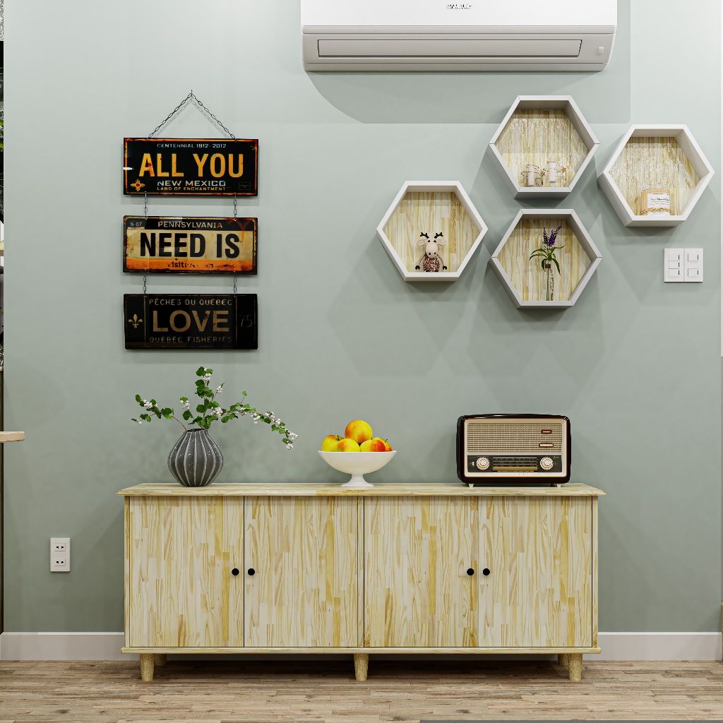 HAPPY FURNITURE , gỗ tự nhiên, Tủ lưu trữ 4 cửa mở - FARAH , TCM_193 , 160cm x 40cm x 64cm