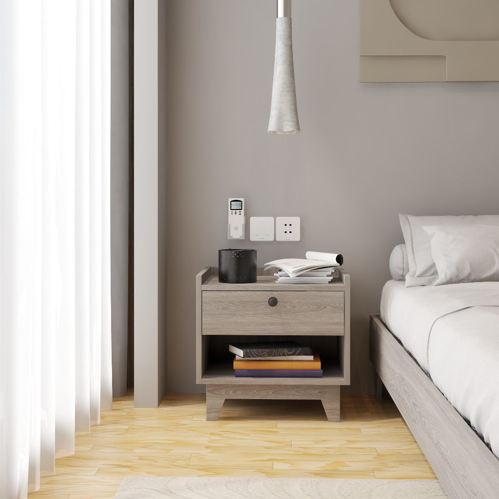 HAPPY FURNITURE , Táp đầu giường 1 ngăn kéo - KINA , THK_070 , 48cm x 40cm x 46cm