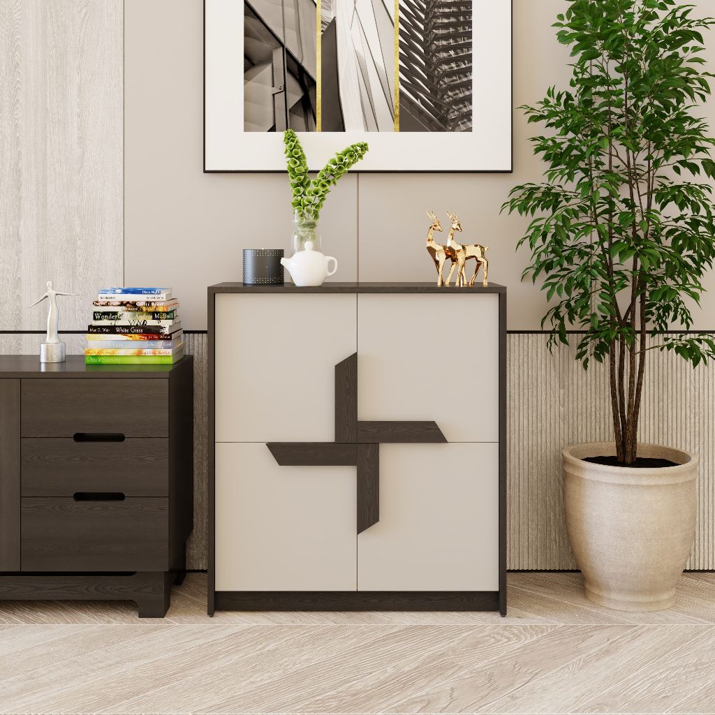 HAPPY FURNITURE , Tủ lưu trữ 4 cánh mở - PONIX , TCM_115 , 82cm x 32cm x 90cm