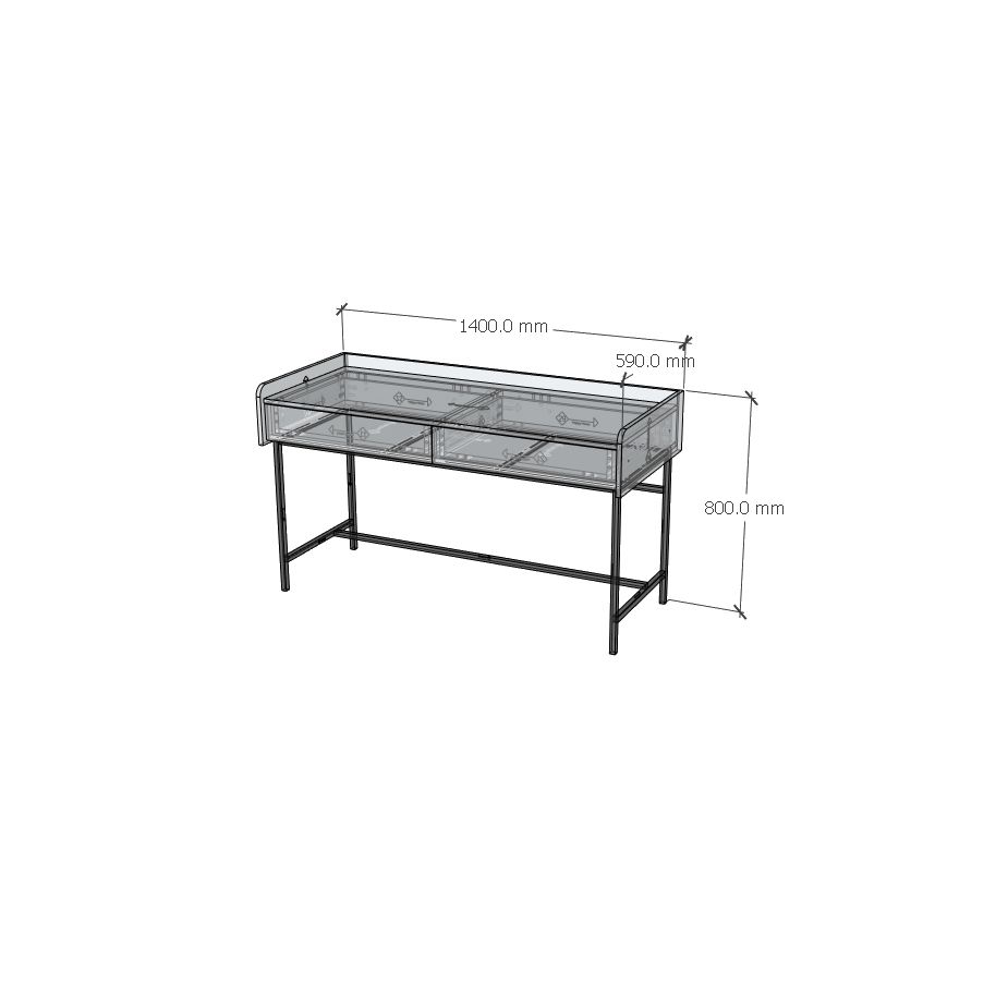 HAPPY FURNITURE , Bàn làm việc 2 ngăn kéo chân sắt - LAVIA , BAN_087, 140cm x 59cm x 80cm