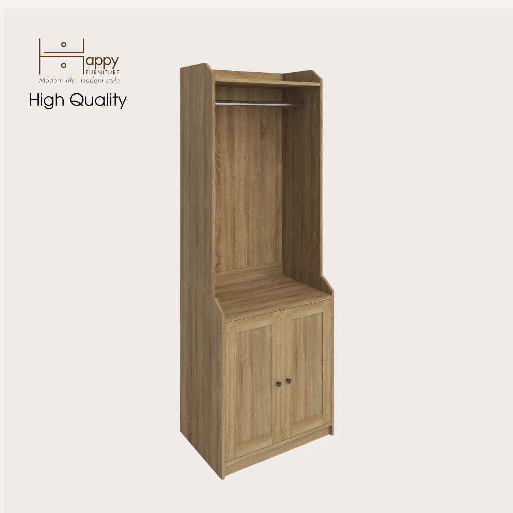 HAPPY FURNITURE , Tủ treo quần áo 2 cửa mở - CANA , TCM_003 , 70cm x 46cm x 199cm