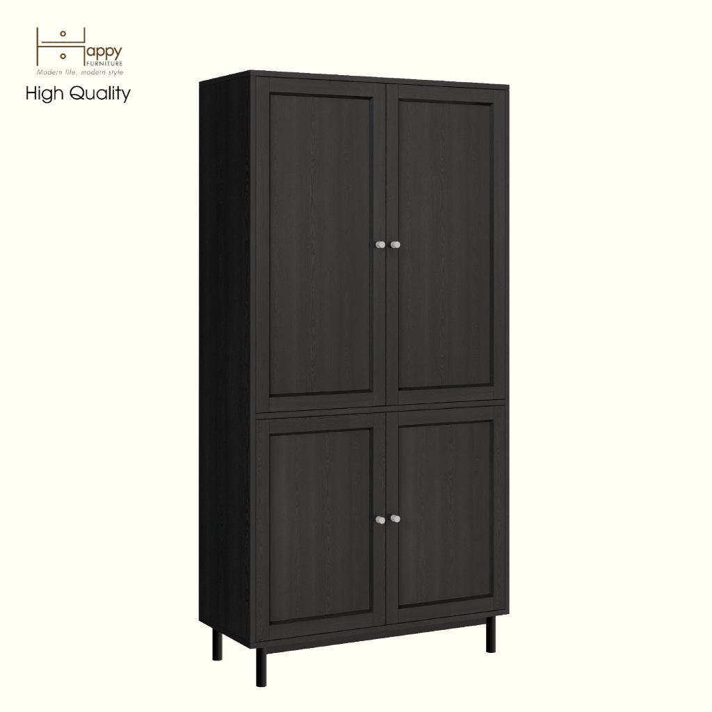 HAPPY FURNITURE , Kệ sách 5 tầng 4 cửa mở chân sắt - CATY , KSA_055 , 90cm x 39cm x 180cm
