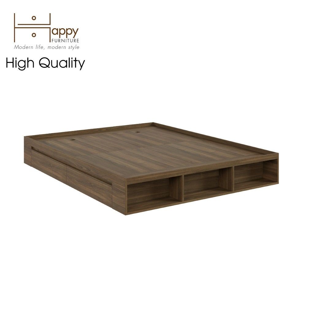 HAPPY FURNITURE , Giường ngủ nhiều ngăn không đầu giường - DASH , GNG_040 GNG_041 GNG_042 GNG_043 , 204x28cm , dài x cao