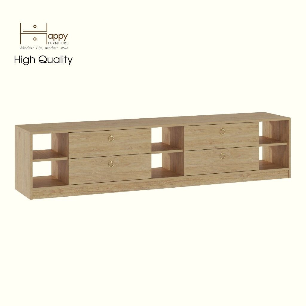 HAPPY FURNITURE , Kệ TV 4 ngăn kéo - MERI , KTV_090 , 200cm x 40cm x 45cm DxRxC