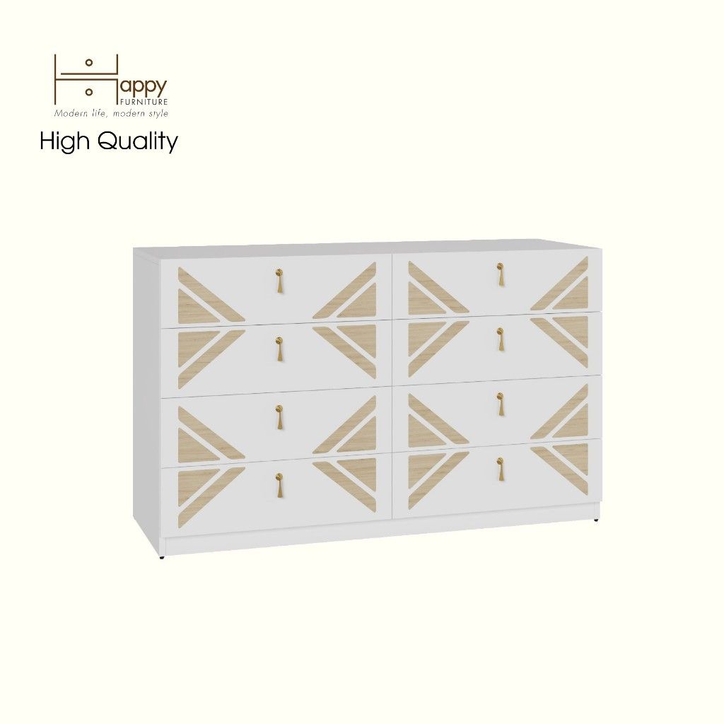 HAPPY FURNITURE , Tủ lưu trữ 8 ngăn kéo - CHARIS , THK_119 , 128cm x 45cm x 78cm