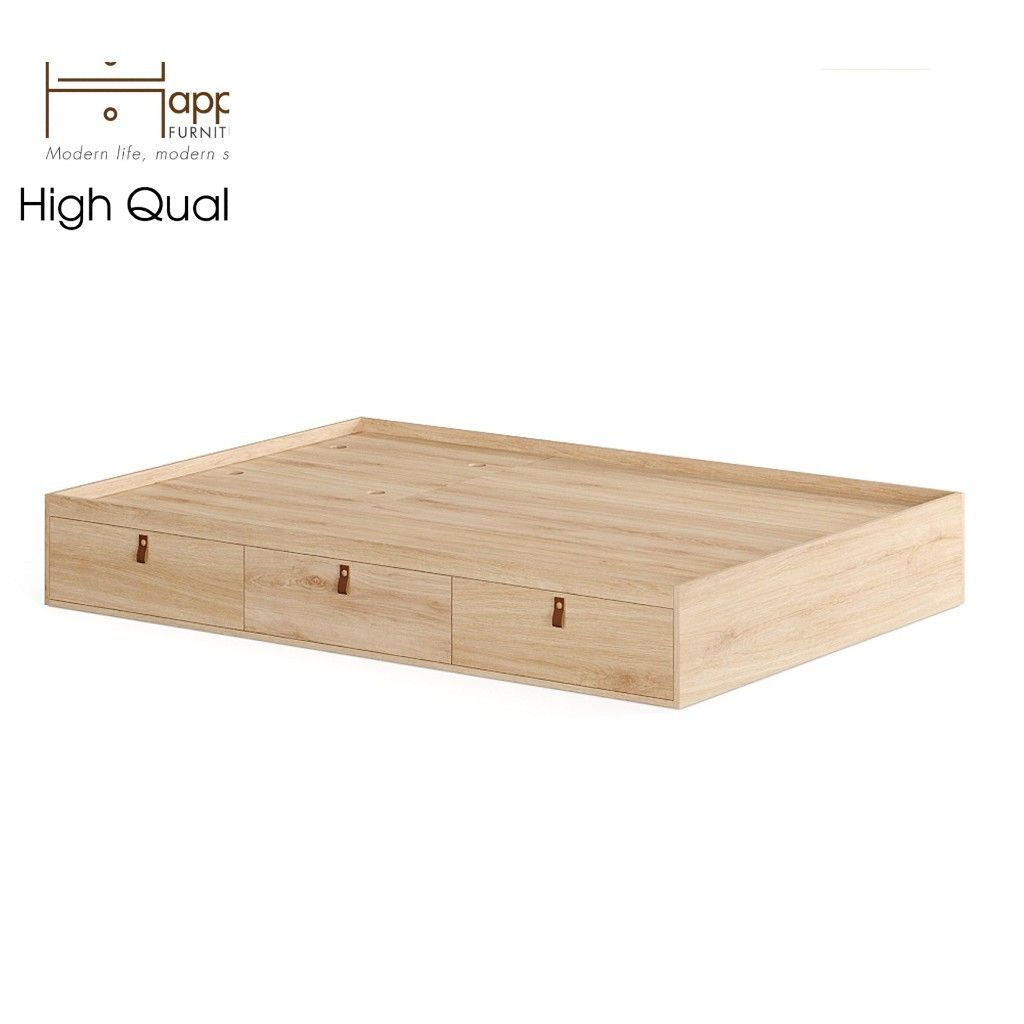 HAPPY FURNITURE , Giường ngủ 3 ngăn kéo không đầu giường - NOMIA , GNG_044 GNG_045 GNG_046 GNG_047 , 203x30cm, dài x cao